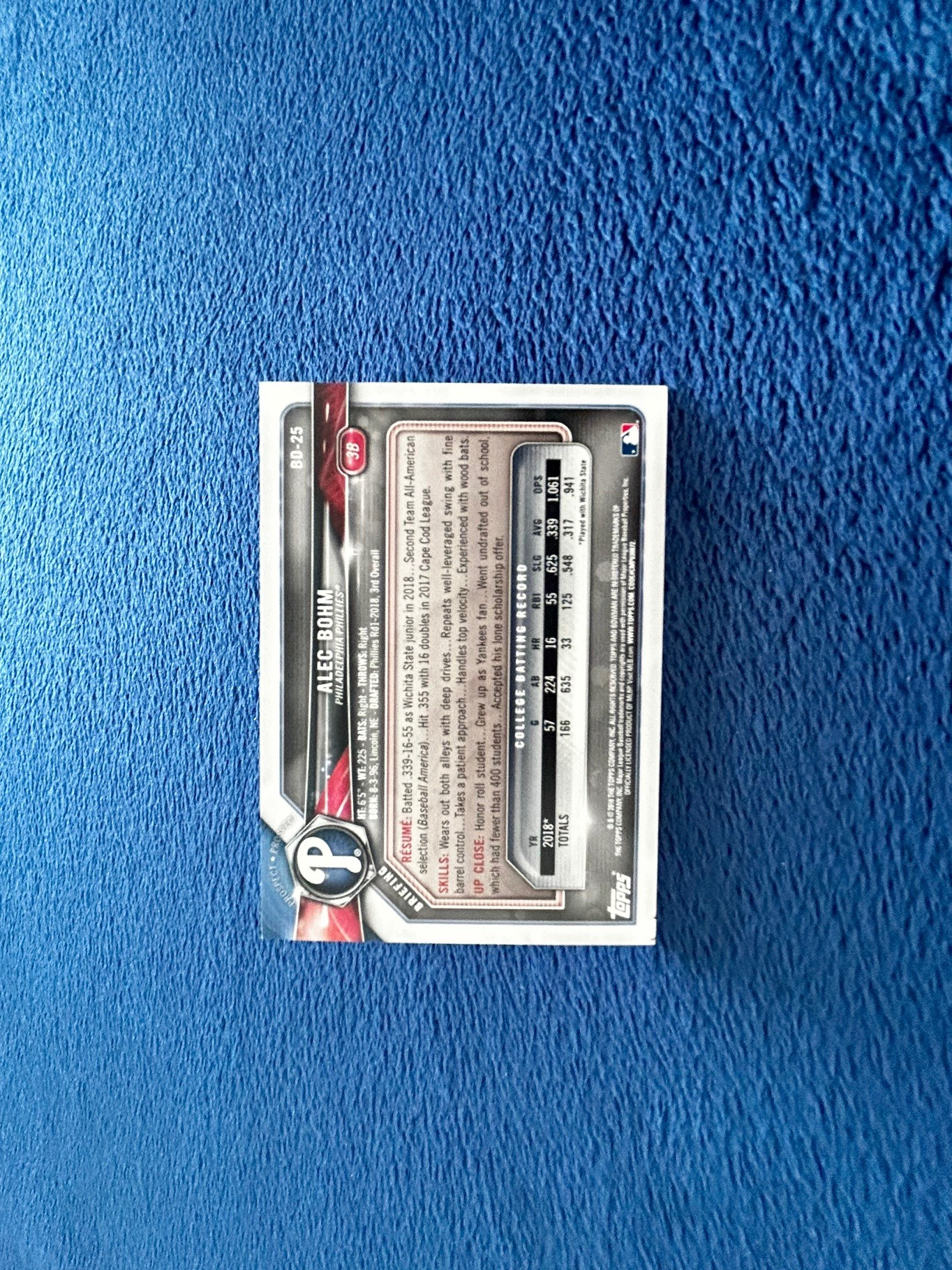 Alec Bohm Autographed 2018 Bowman Draft Auto #BD-25_2