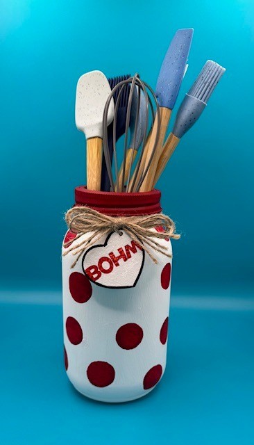 Hand Painted Love Bohm Mason Utensil Jars.